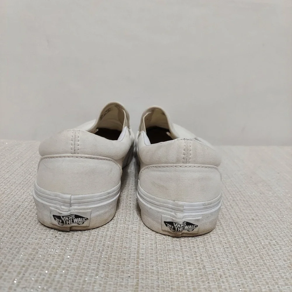 Vans Asher Canvas Triple White Slip-On Classic‎ Shoes Womens 8/Men 6.5